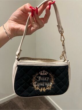 Juicy Couture Black Quilted Mini Bag with Cream Trim